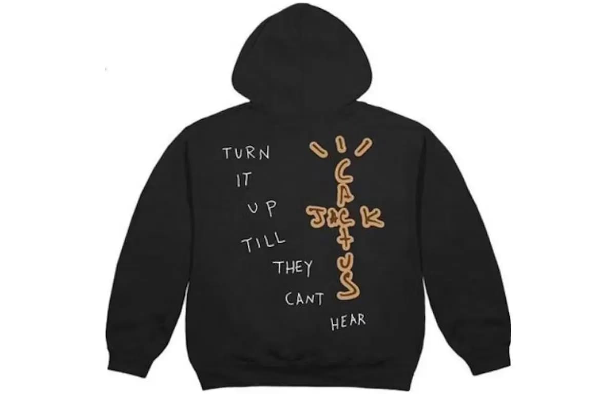 Travis Scott Letter Print Hooded Long Sleeve Sweatshirt Men's Black 2