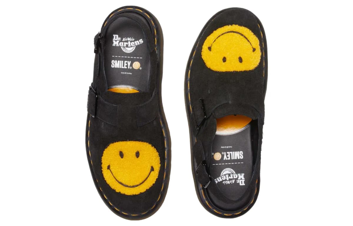 Dr.Martens X Smiley Jorge Qadın Mules Ayaqqabısı Qara/Sarı 4