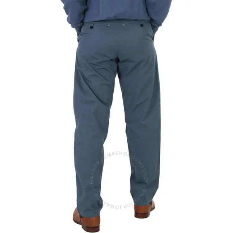 Maison Margiela Solid Color Zip Tapered Casual Pants Men's Blue 4