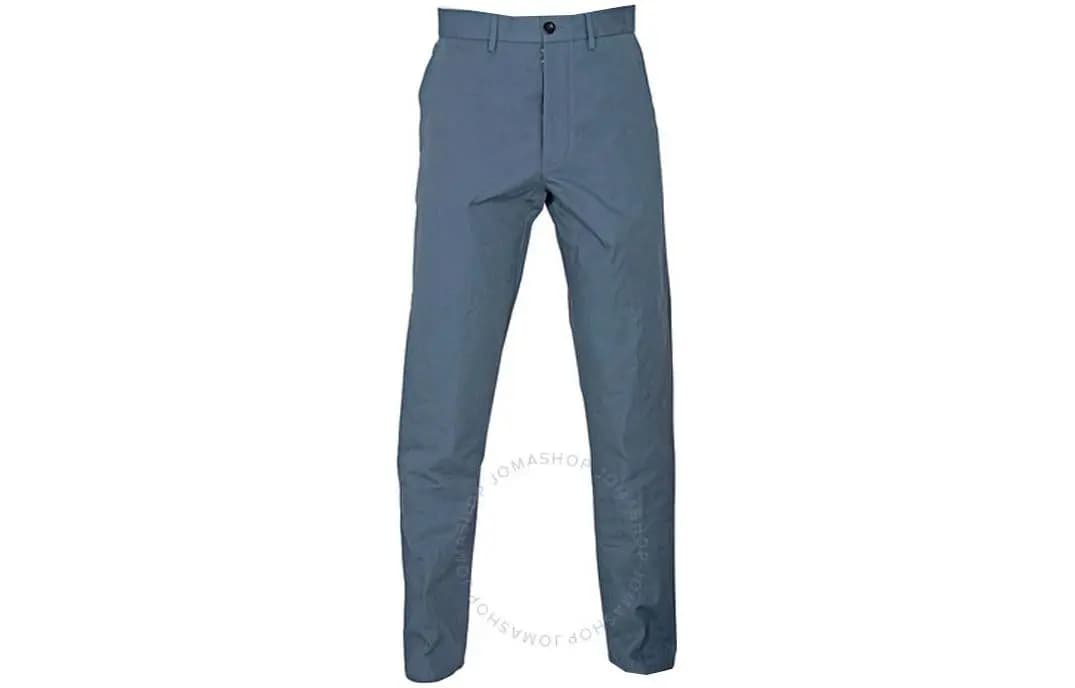 Maison Margiela Solid Color Zip Tapered Casual Pants Men's Blue