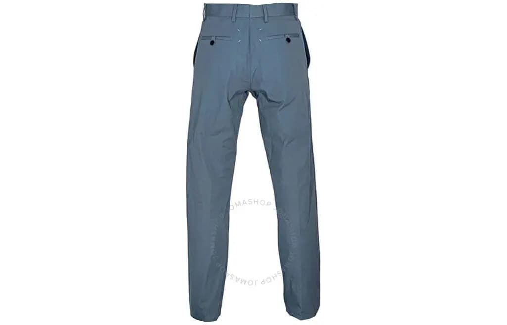 Maison Margiela Solid Color Zip Tapered Casual Pants Men's Blue 2