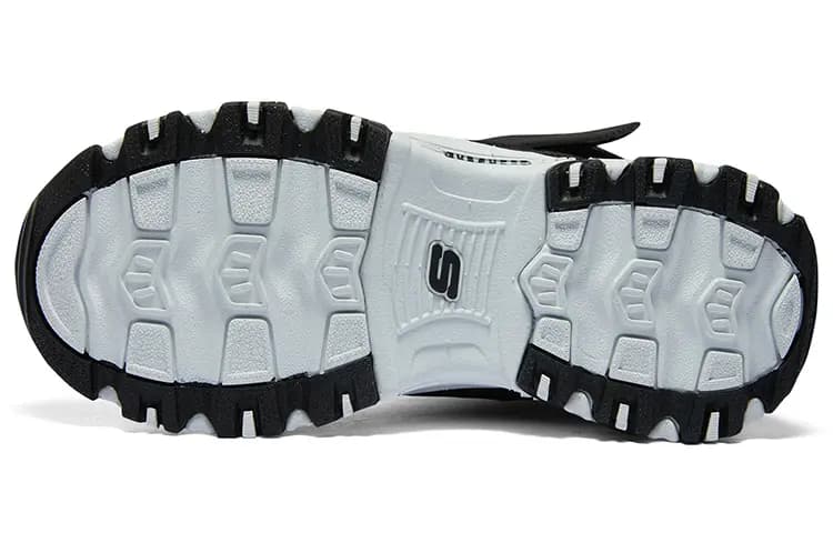 Kids Skechers Velcro Comfortable Versatile Shock-Absorbing High-Top Outdoor Shoes Black/White 6