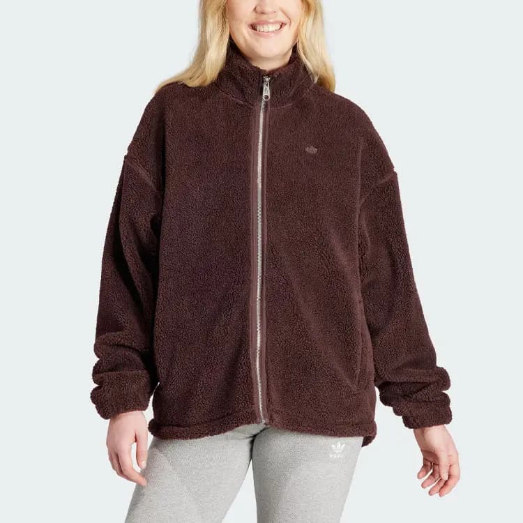 adidas Originals ESSENTIALS Overshirt Qadın Pencəyi Dark Gray Brown 2