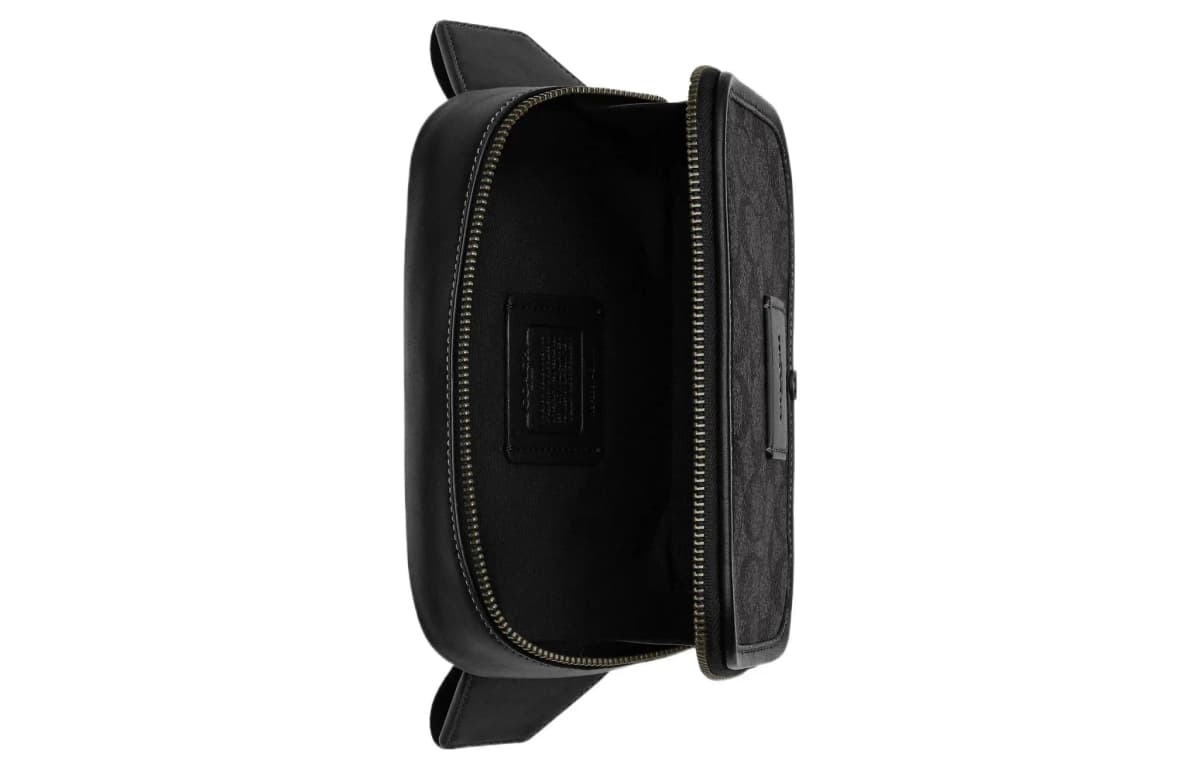 COACH Canvas With Leather One Shoulder Crossbody Fanny Pack Trumpets Men's Black 3
