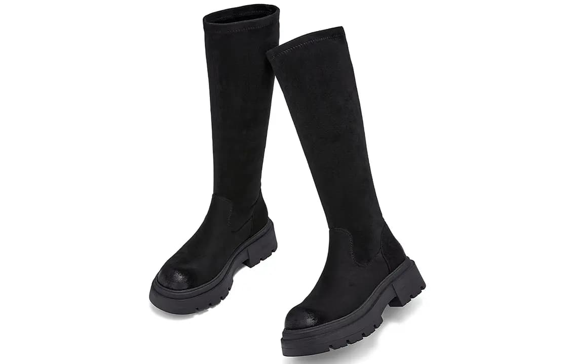 EBLAN Fabric High Boots Qadın Qara 3