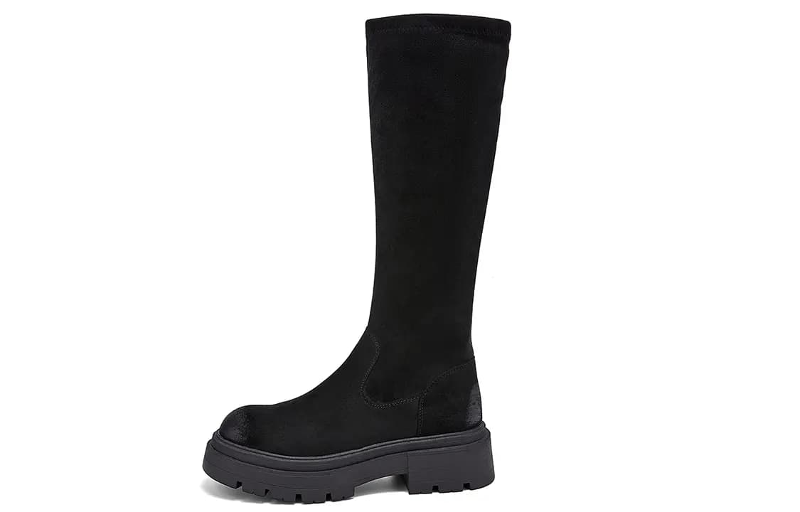 EBLAN Fabric High Boots Qadın Qara