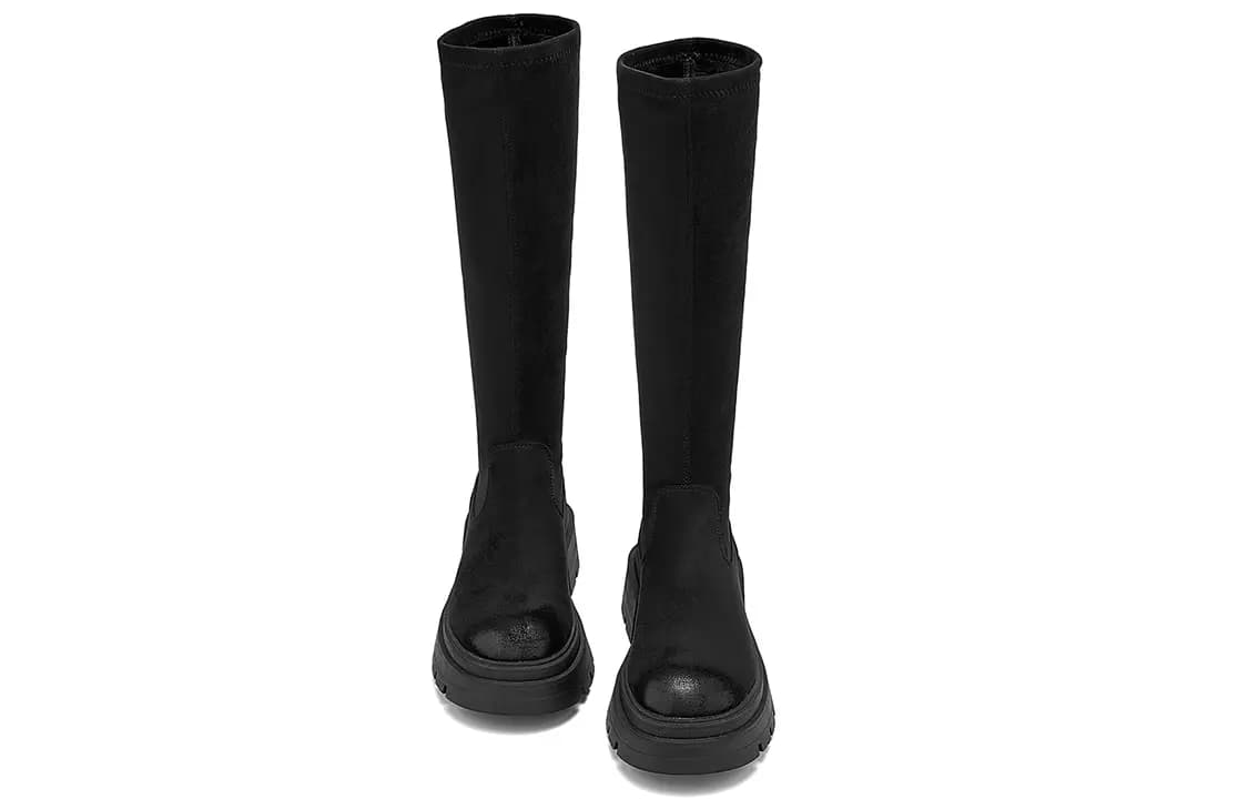 EBLAN Fabric High Boots Qadın Qara 4