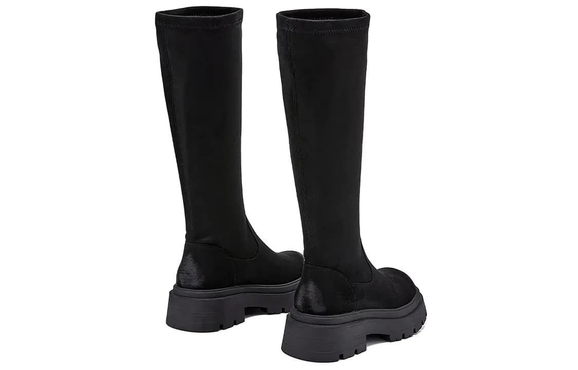 EBLAN Fabric High Boots Qadın Qara 5
