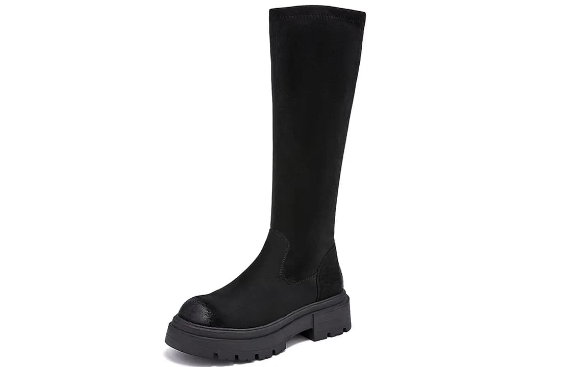 EBLAN Fabric High Boots Qadın Qara 2