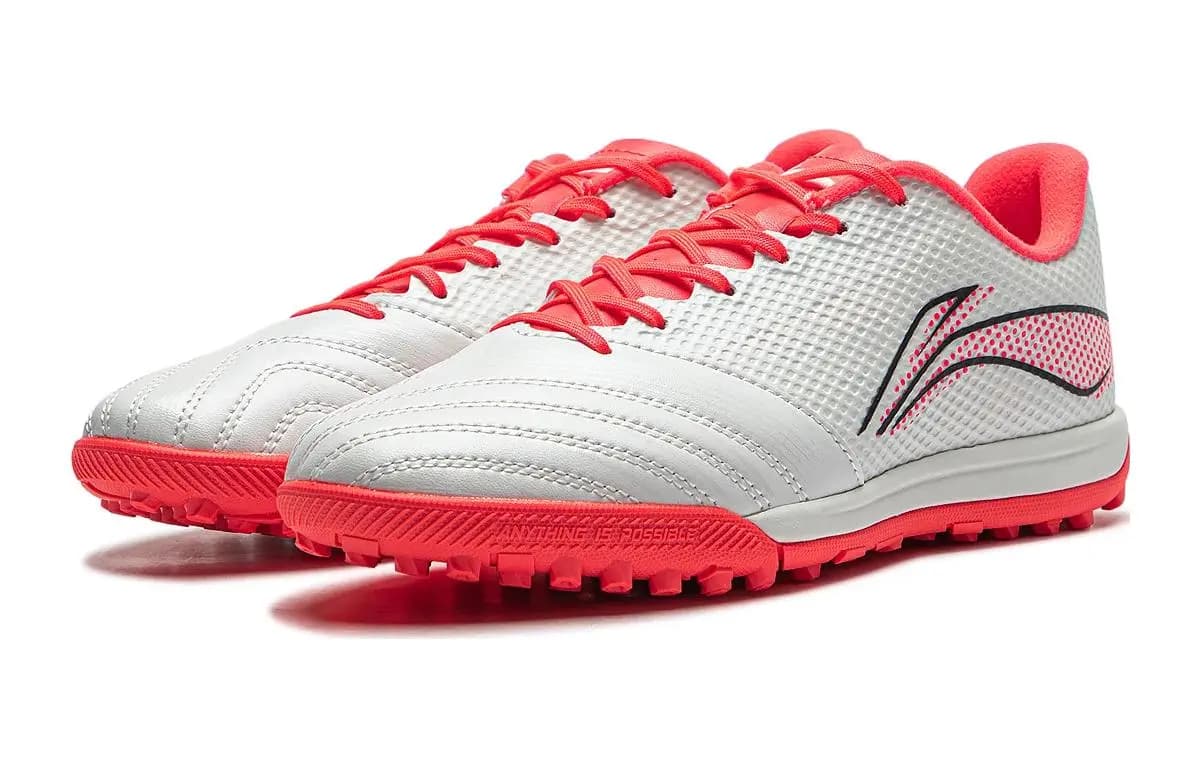 LiNing Cushioning Wear-Resistant Low-Top Kids' Soccer Shoes White Red Teenagers 3