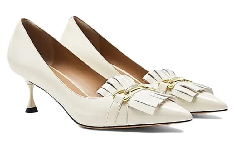 NINE WEST Patent Leather Fringe Metal Buckle Stiletto Heels 5cm Women's 4
