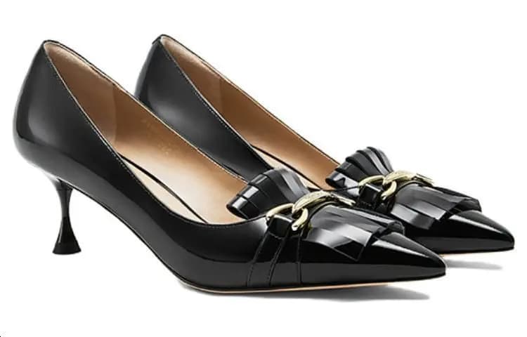 NINE WEST Patent Leather Fringe Metal Buckle Stiletto Heels 5cm Women's 2