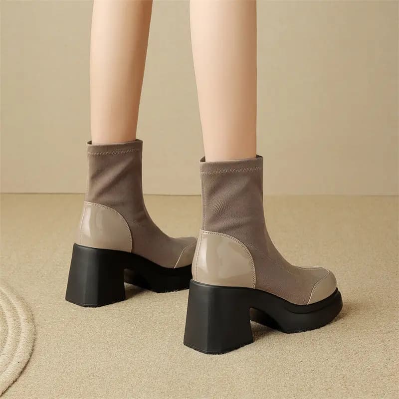JOSINY Ankle Boots 8.5cm Women's Brown 7