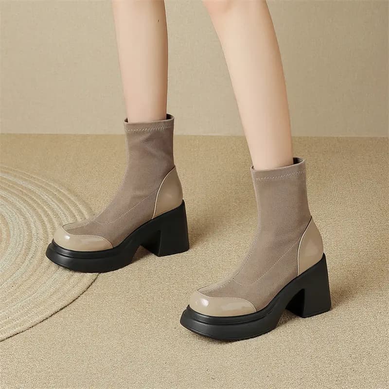 JOSINY Ankle Boots 8.5cm Women's Brown 5