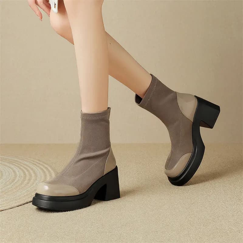 JOSINY Ankle Boots 8.5cm Women's Brown 6