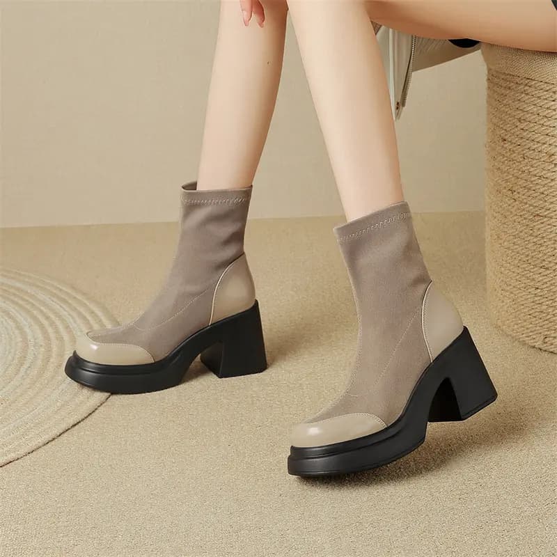 JOSINY Ankle Boots 8.5cm Women's Brown 4