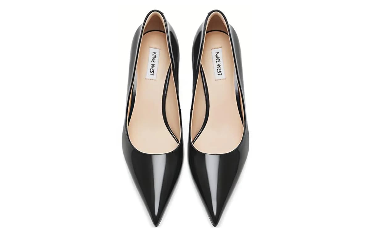NINE WEST Patent Leather Pointed Toe Work Pumps 5cm Women's