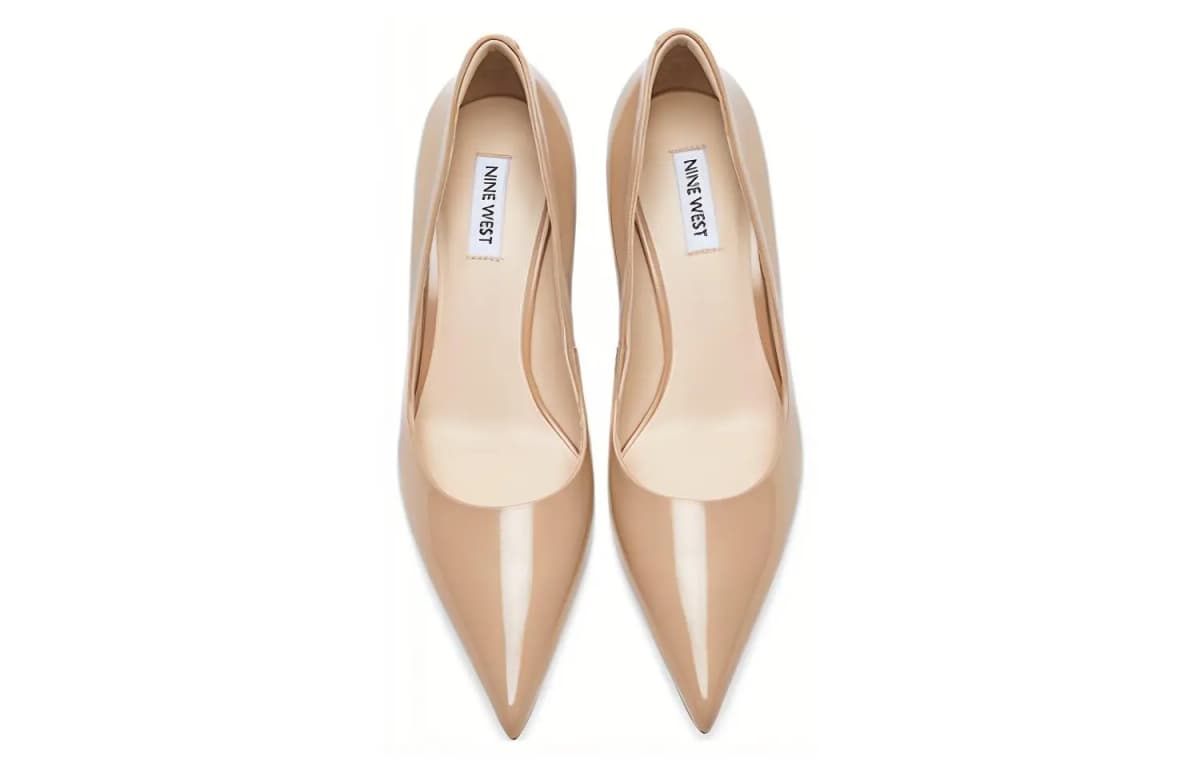 NINE WEST Patent Leather Pointed Toe Work Pumps 5cm Women's 4
