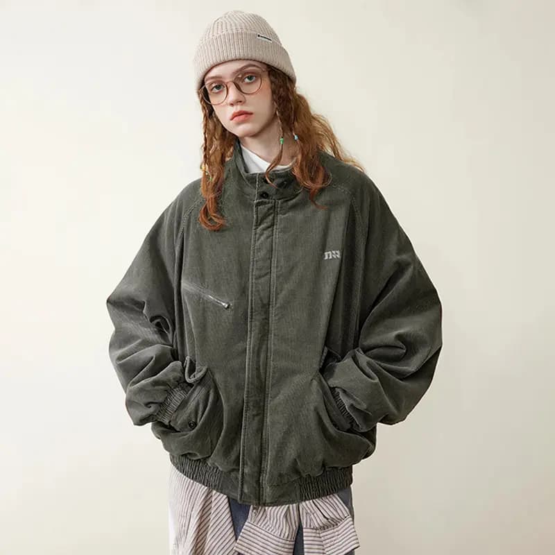 NOTHOMME Mountain Outdoor Enzyme Washed Corduroy Cotton Jacket Warm Harrington Jacket Unisex 9