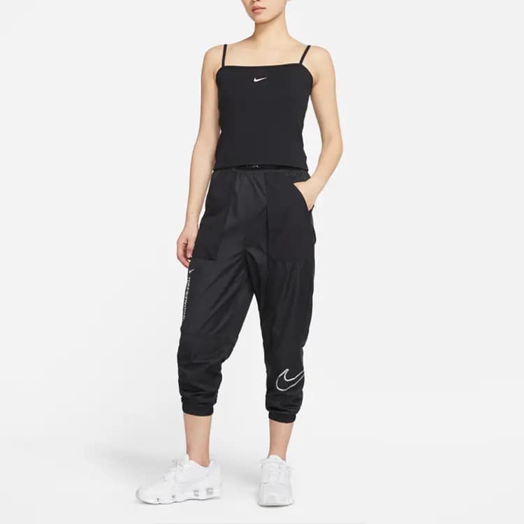 Nike Solid Color Knit Embroidered Breathable Camisole Women's Black 3