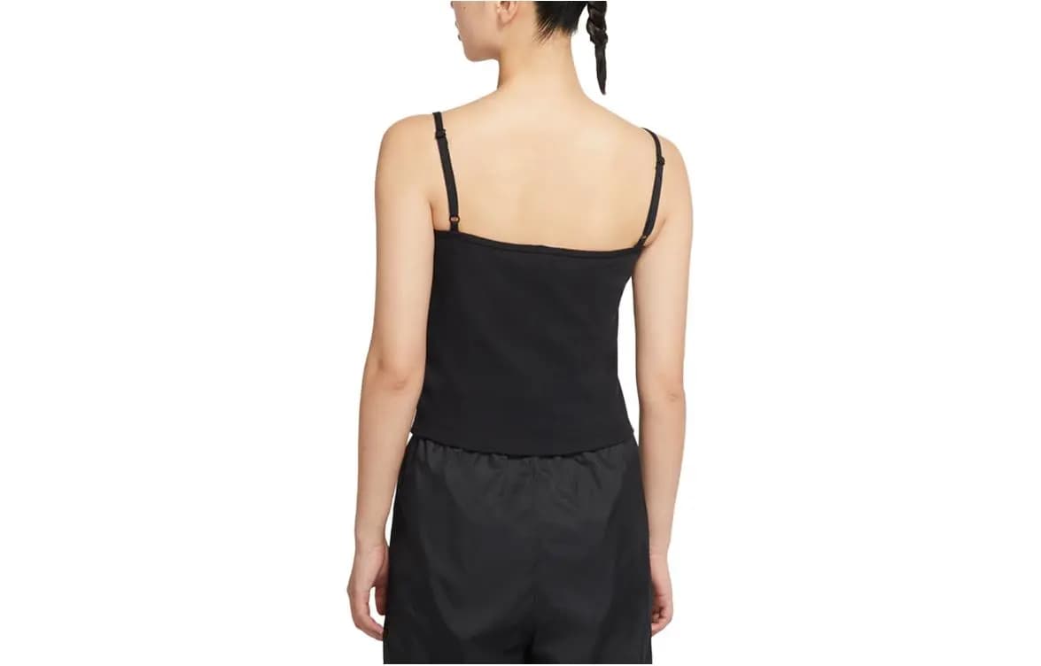 Nike Solid Color Knit Embroidered Breathable Camisole Women's Black 2