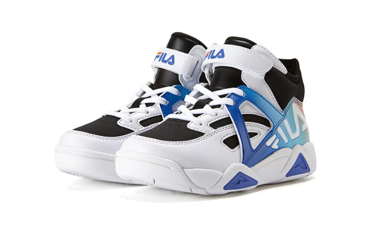 Middle Kids FILA Comfortable Cushioned Wear-Resistant High-Top Kids' Basketball Shoes Black-White 3