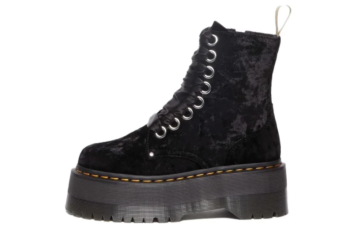 Dr.Martens Vegan Jadon Boot Max Crushed Velvet Qadın Çəkməsi Qara