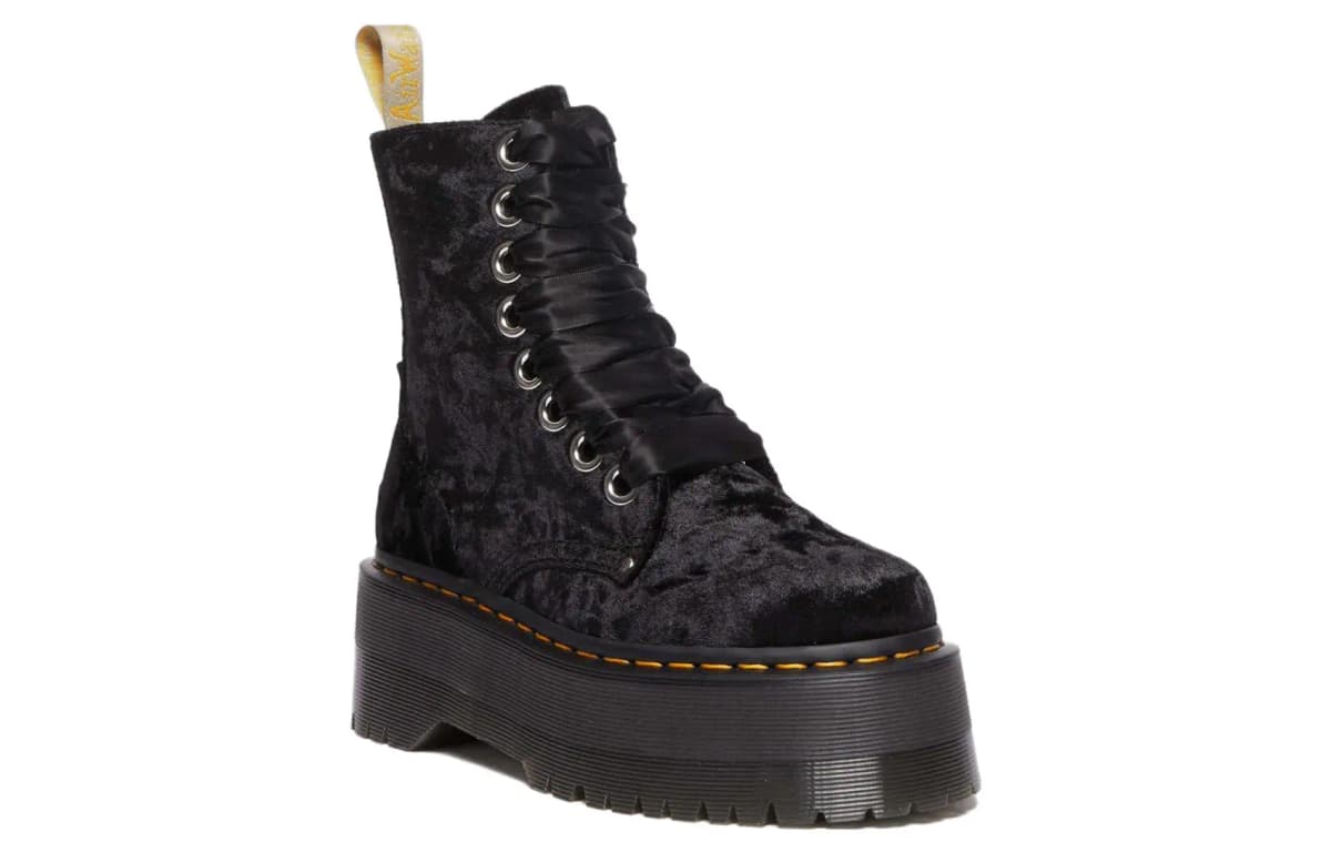 Dr.Martens Vegan Jadon Boot Max Crushed Velvet Platforms 'Black' Women's 2