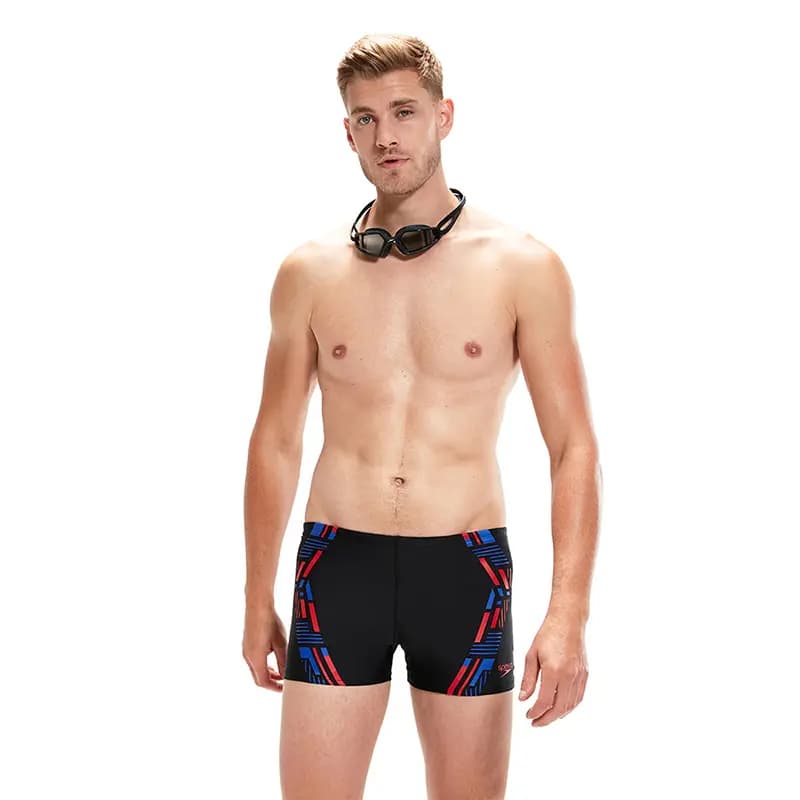 Speedo Letter Stripe Print Anti-Chafe Quick-Dry Swim Trunks Men's 7