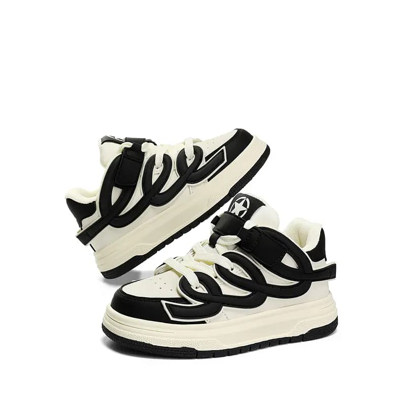 Jeep Anti-Slip Wear-Resistant Low-Top Skateboard Shoes Black White Kids' 3