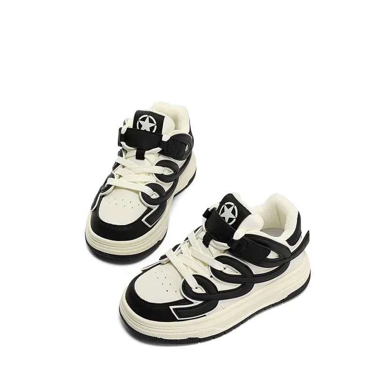 Jeep Anti-Slip Wear-Resistant Low-Top Skateboard Shoes Black White Kids' 5