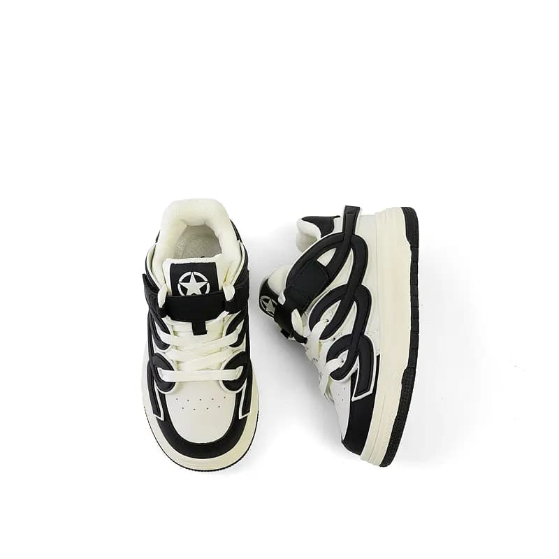 Jeep Anti-Slip Wear-Resistant Low-Top Skateboard Shoes Black White Kids' 6