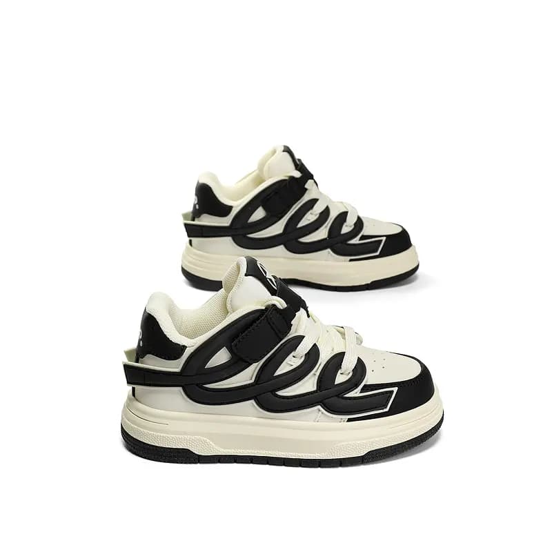 Jeep Anti-Slip Wear-Resistant Low-Top Skateboard Shoes Black White Kids' 4