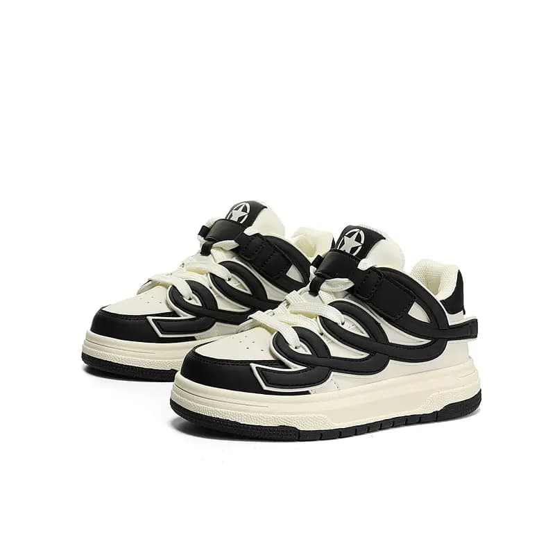 Jeep Anti-Slip Wear-Resistant Low-Top Skateboard Shoes Black White Kids' 2