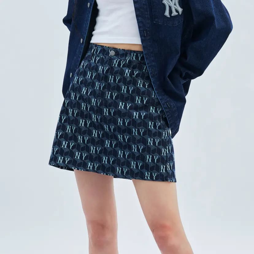 MLB Denim Qadın Qısa Ətək Mavi 4