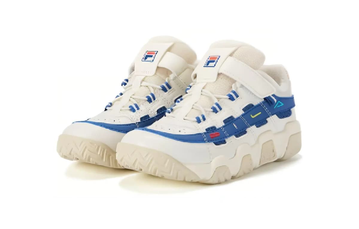 FILA KIDS Cushioning Breathable Low-Top Children's Basketball Shoes White Blue Children Aged 3-7 Years Old 3