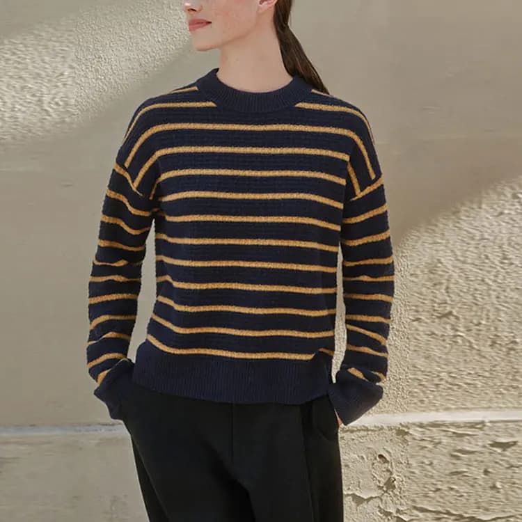 UNIQLO x CDC FW23 Qadın Triko Sviter Tünd Mavi 2