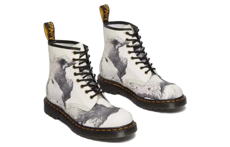 Dr.Martens 1460 X Tate Decalcomania Backhand Leather Lace Up Boots Multicolor Black White 4