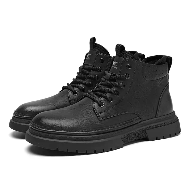 SEPTWOLVES Classic Retro Versatile Martin Boots Men's Black 4