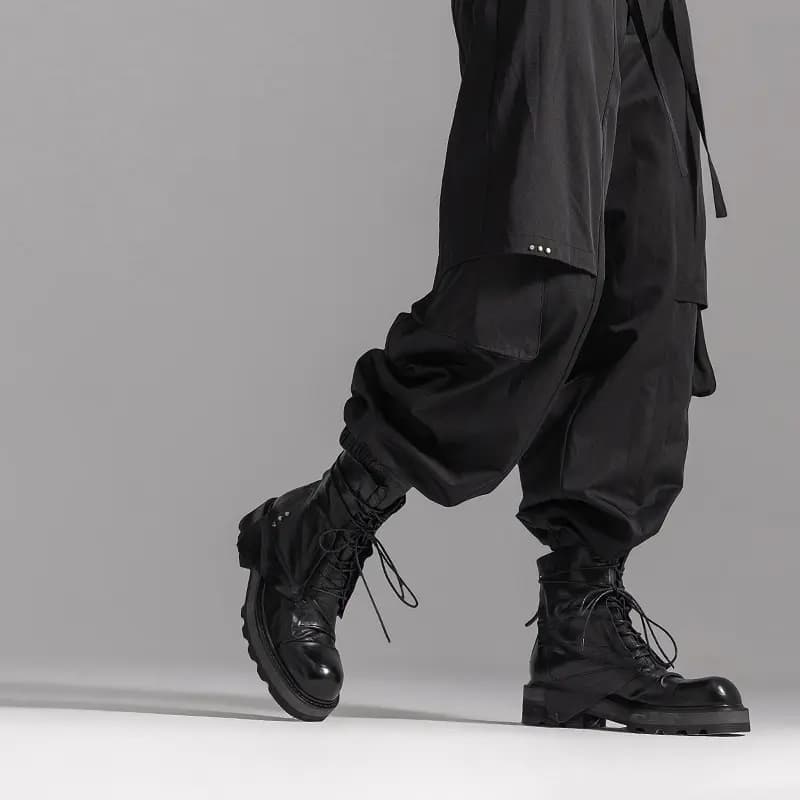 HUANXIANGZHE 15cm Martin Boot Unisex Black 12