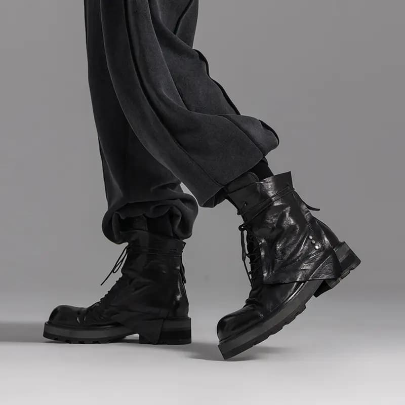HUANXIANGZHE 15cm Martin Boot Unisex Black 8