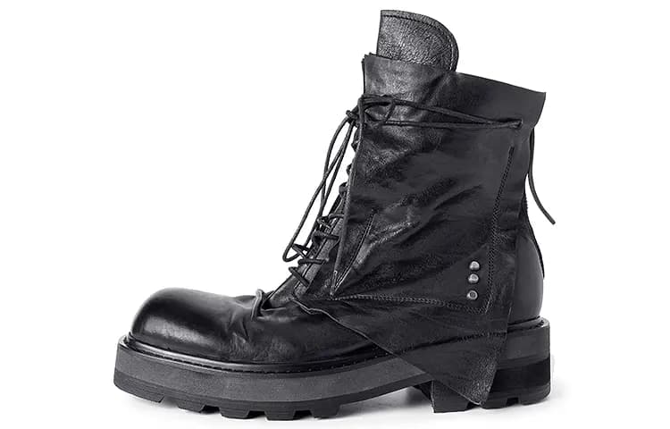 HUANXIANGZHE 15cm Martin Boot Unisex Black