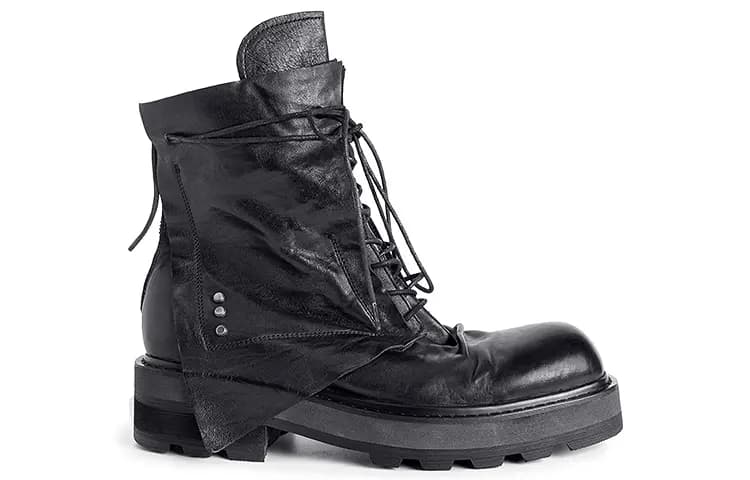 HUANXIANGZHE 15cm Martin Boot Unisex Black 2