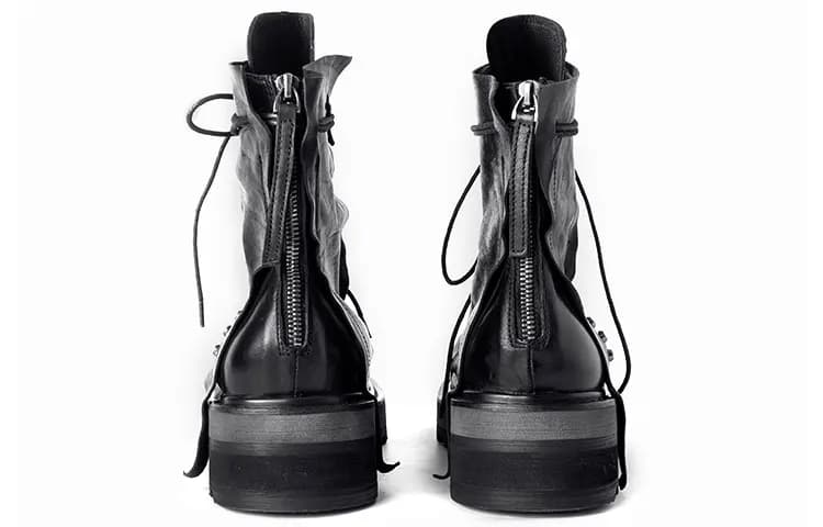 HUANXIANGZHE 15cm Martin Boot Unisex Black 6