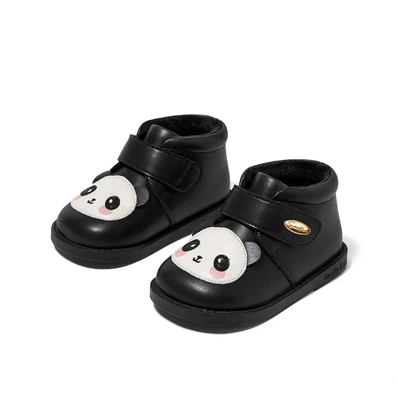Snoffy Animistic Series Durable Warm Low-Top Toddler Shoes Black White Infant And Toddler 3