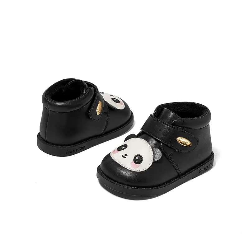Snoffy Animistic Series Durable Warm Low-Top Toddler Shoes Black White Infant And Toddler 5