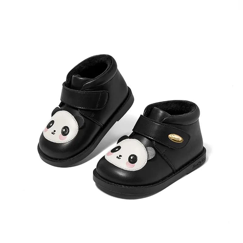 Snoffy Animistic Series Durable Warm Low-Top Toddler Shoes Black White Infant And Toddler 4