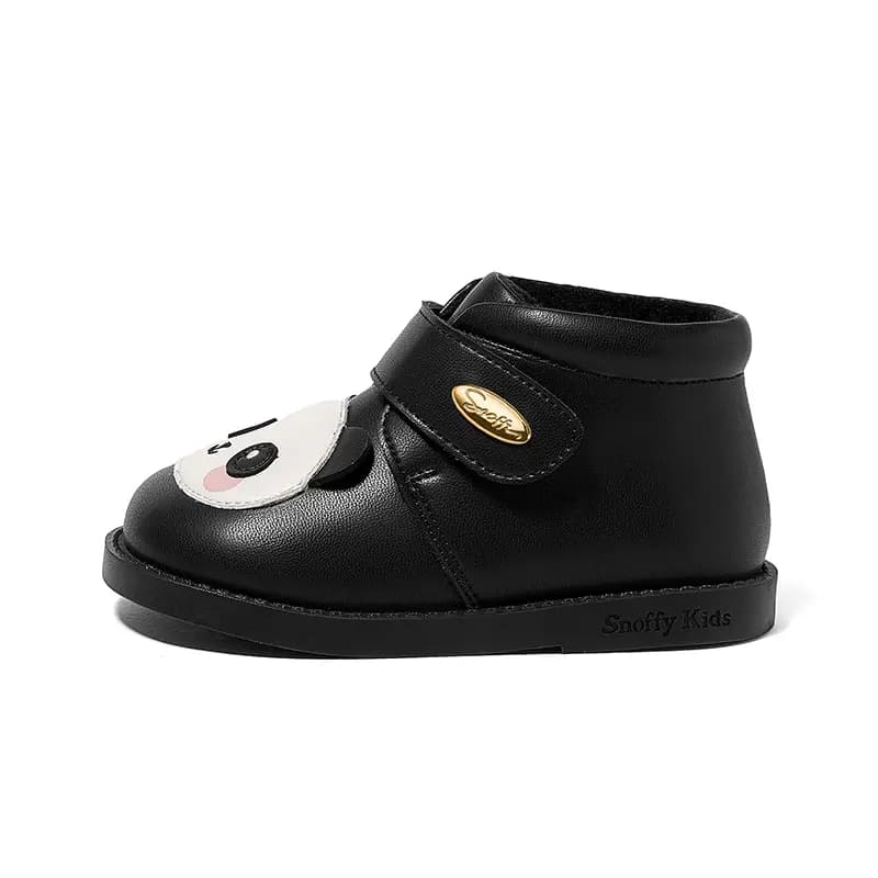 Snoffy Animistic Series Durable Warm Low-Top Toddler Shoes Black White Infant And Toddler