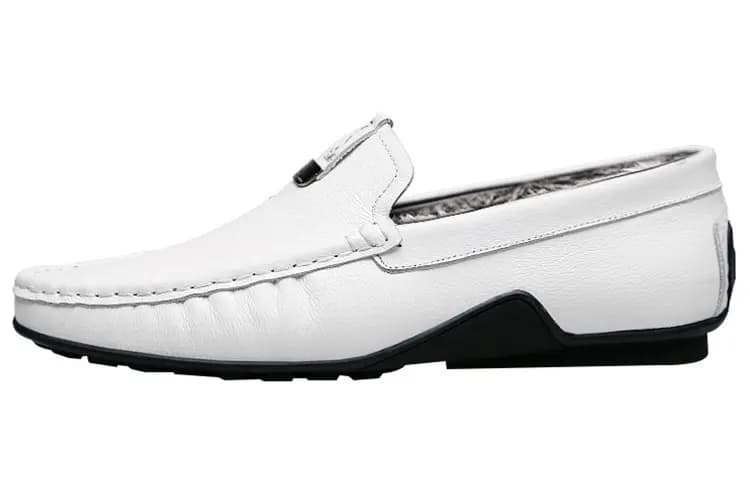 CKVUSAMG Top Layer Leather Slip-On Soft Comfortable Commute Versatile Loafers Unisex