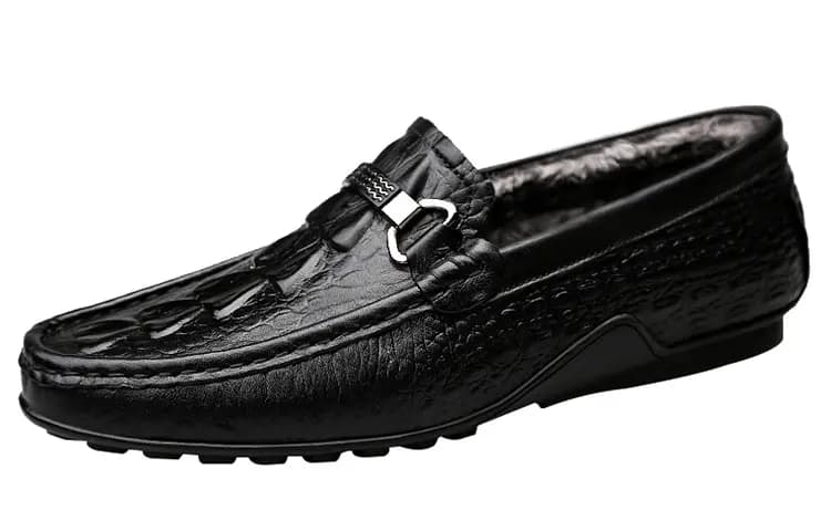 CKVUSAMG Top Layer Leather British Versatile Crocodile Texture Soft Sole Business Casual Driving Shoes Unisex 16